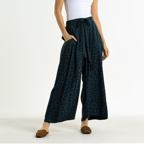 Silky Teel Crooped Wide Leg