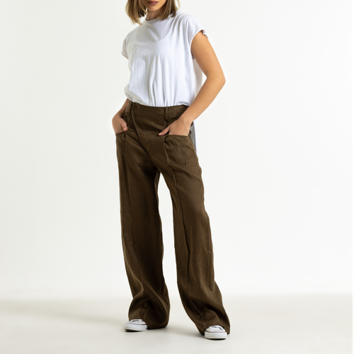 Palazzo Linen Pants In Coffee