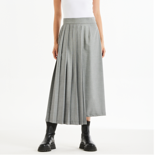 Half Pleated Midi Skirt