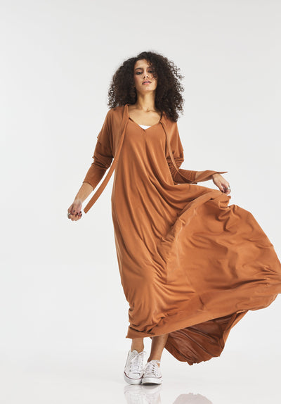 A Line Soft dress In camel