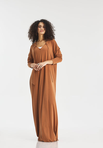 A Line Soft dress In camel