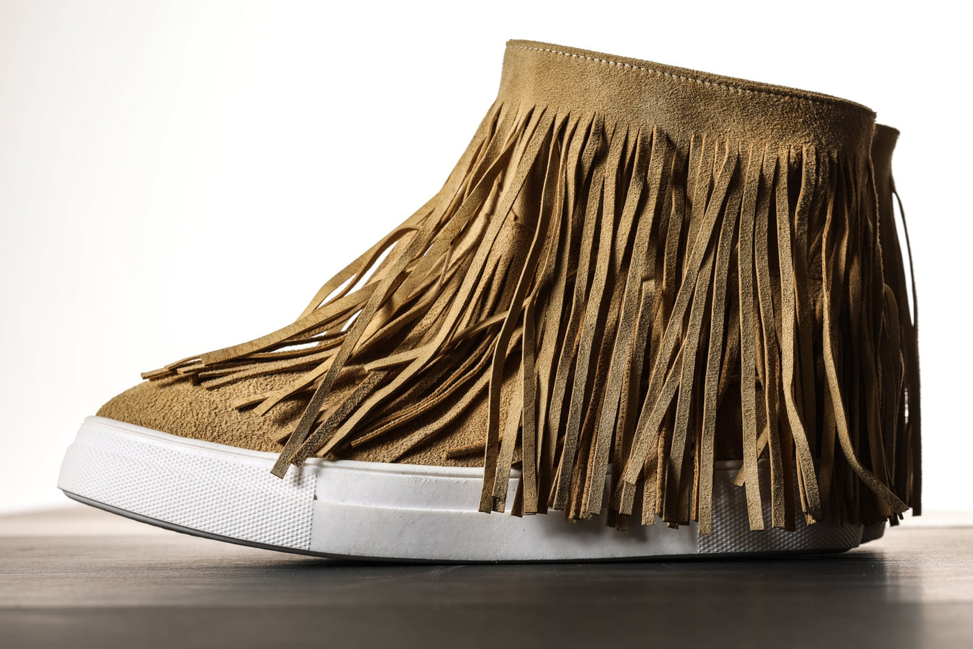 Fringes Bootie In Beige