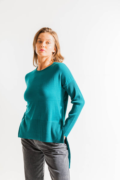 High Low Sweater In Turquoise