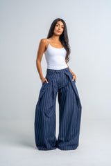 Flapped Wide Leg Navy