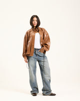 Bomber Camel Leather Jacket