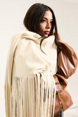 Off White Fringes Shawl