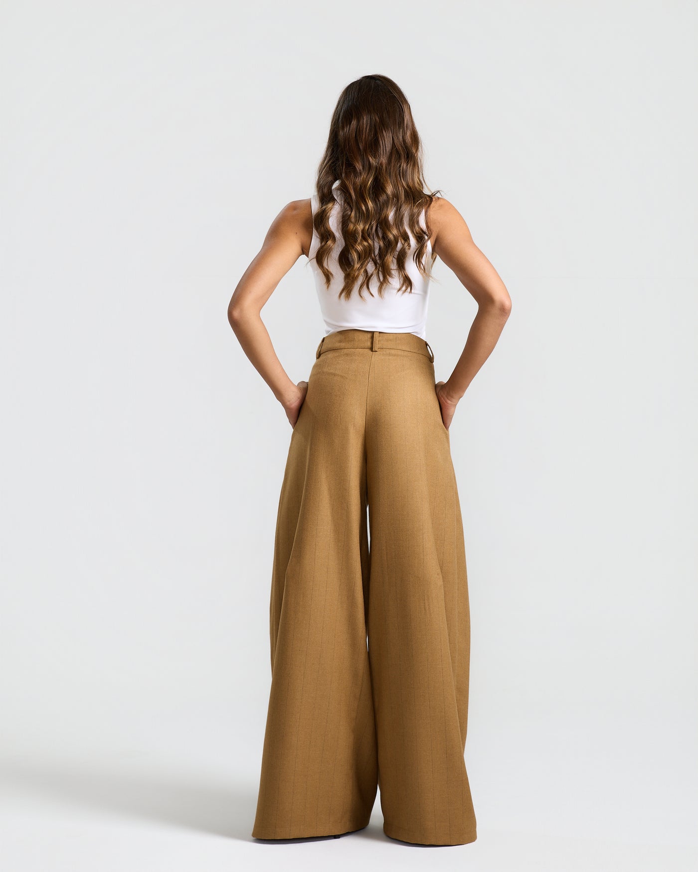 Flapped Front Wide Leg In Camel