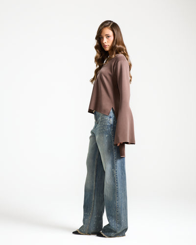 Bell Sleeves Top in Brown