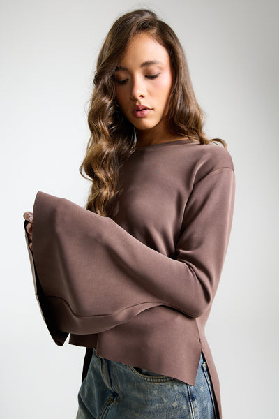 Bell Sleeves Top in Brown