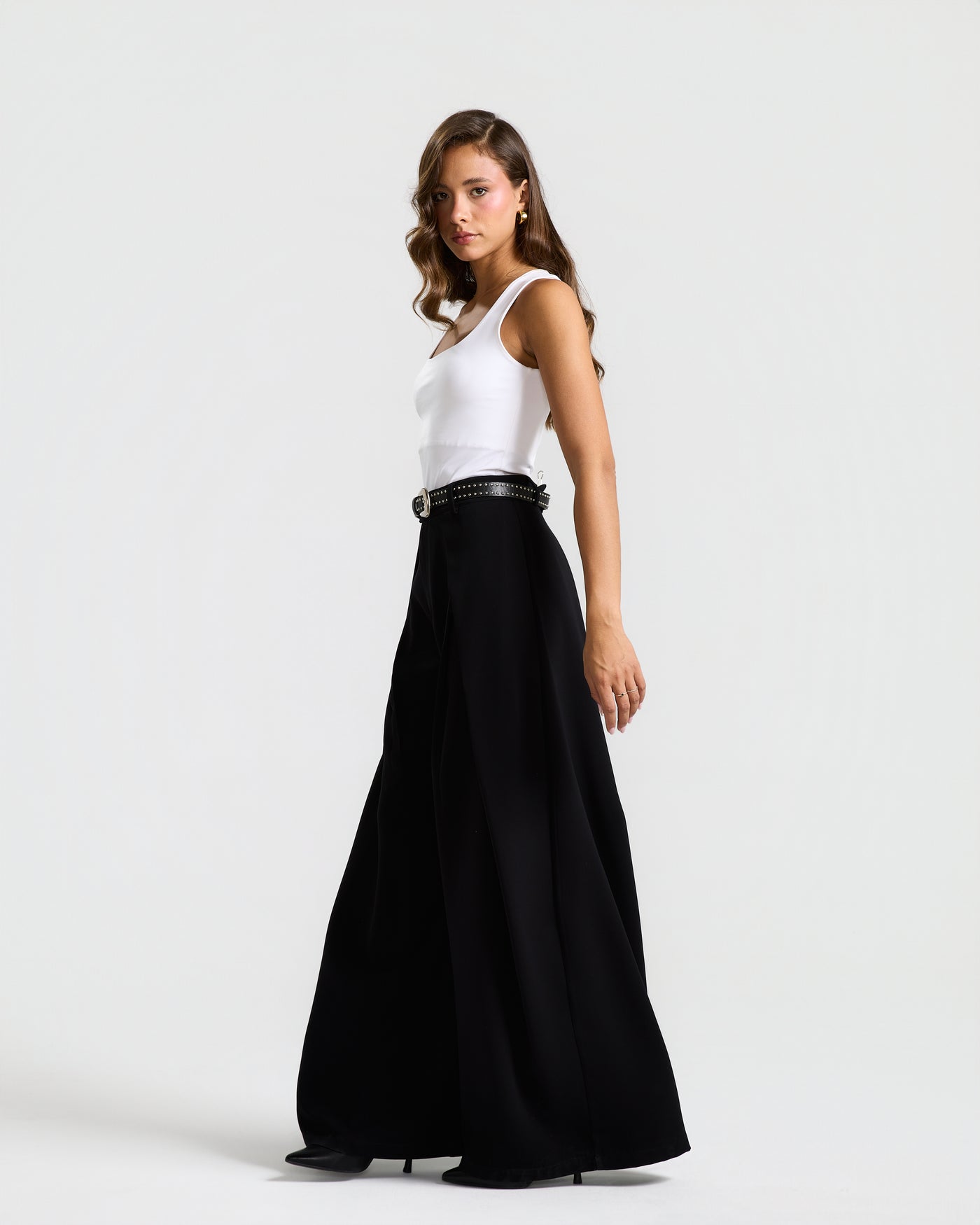 Flapped Front Wide Leg In Black