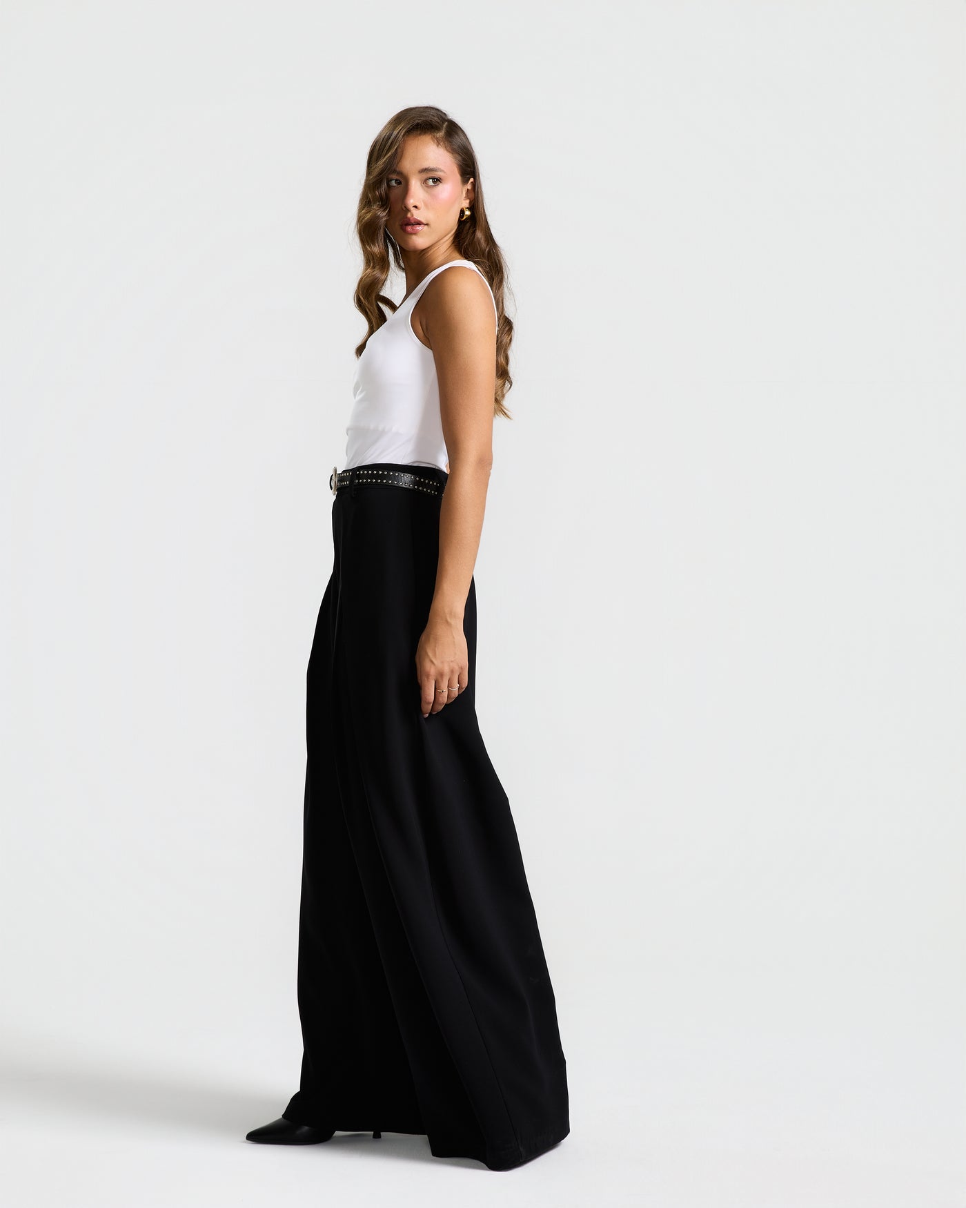 Flapped Front Wide Leg In Black