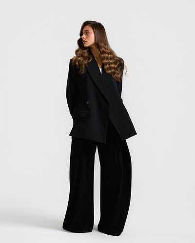 Flapped Front Wide Leg In Black
