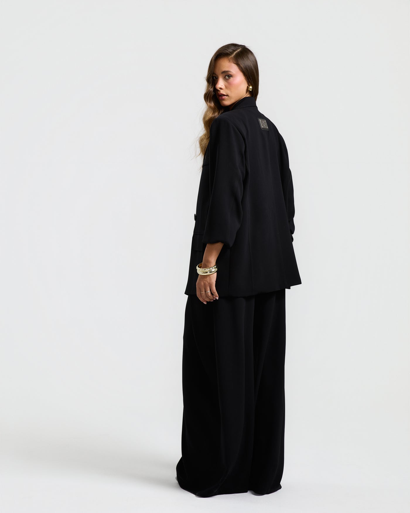 Flapped Front Wide Leg In Black