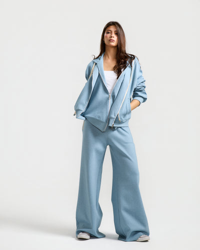 Double Zipper Hoodie Sky Blue