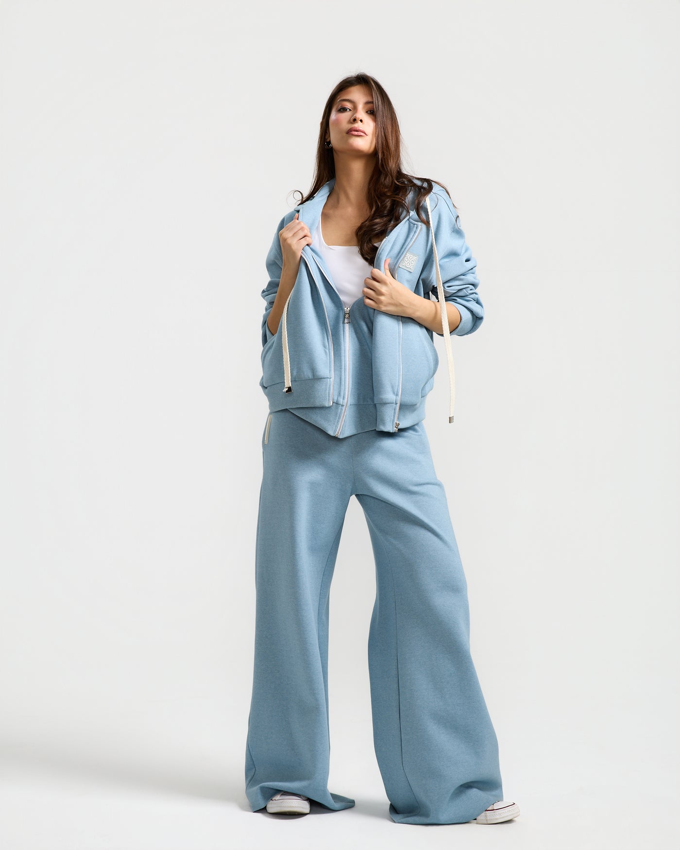 Double Zipper Hoodie Sky Blue