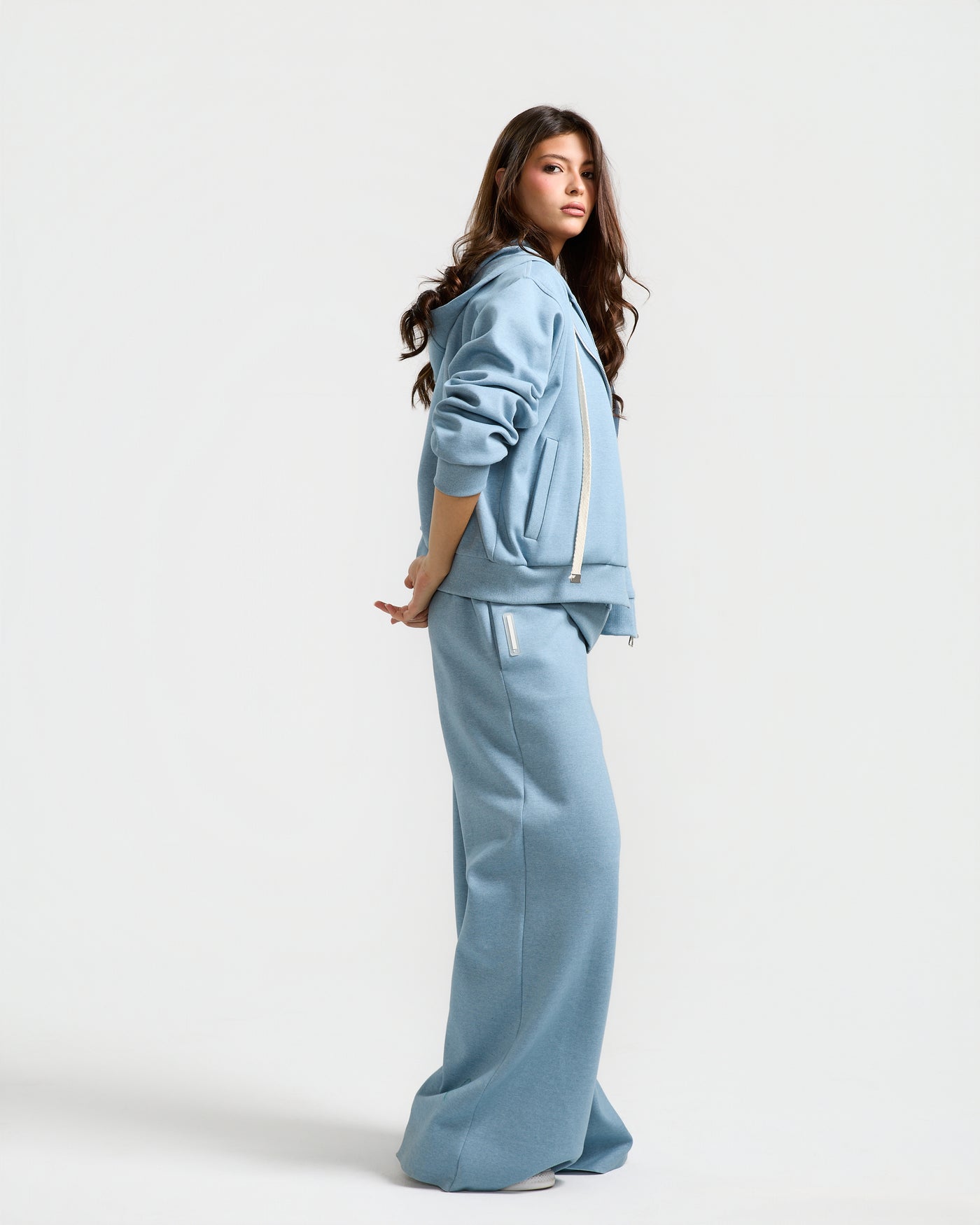 Double Zipper Hoodie Sky Blue