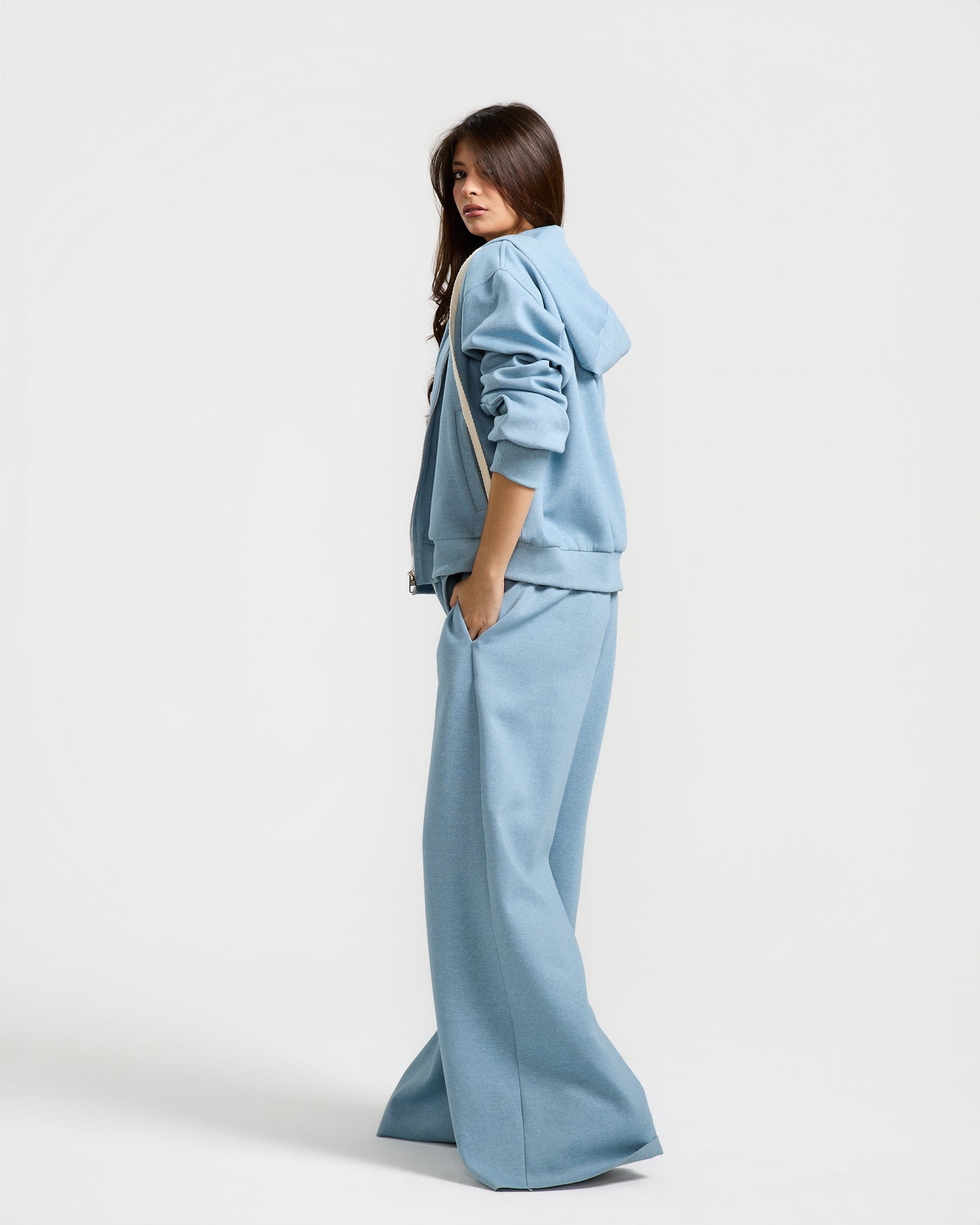 Double Zipper Hoodie Sky Blue