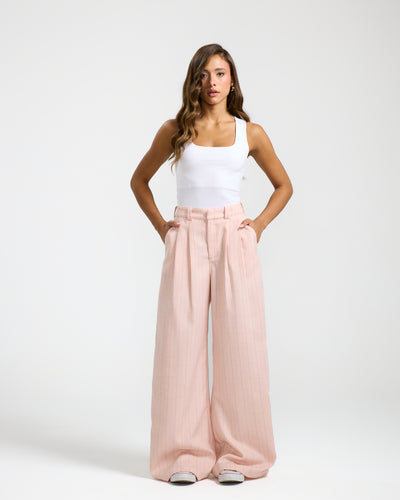 Elastic Back Waist Classic Pink Pants