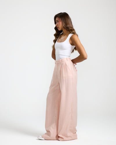 Elastic Back Waist Classic Pink Pants