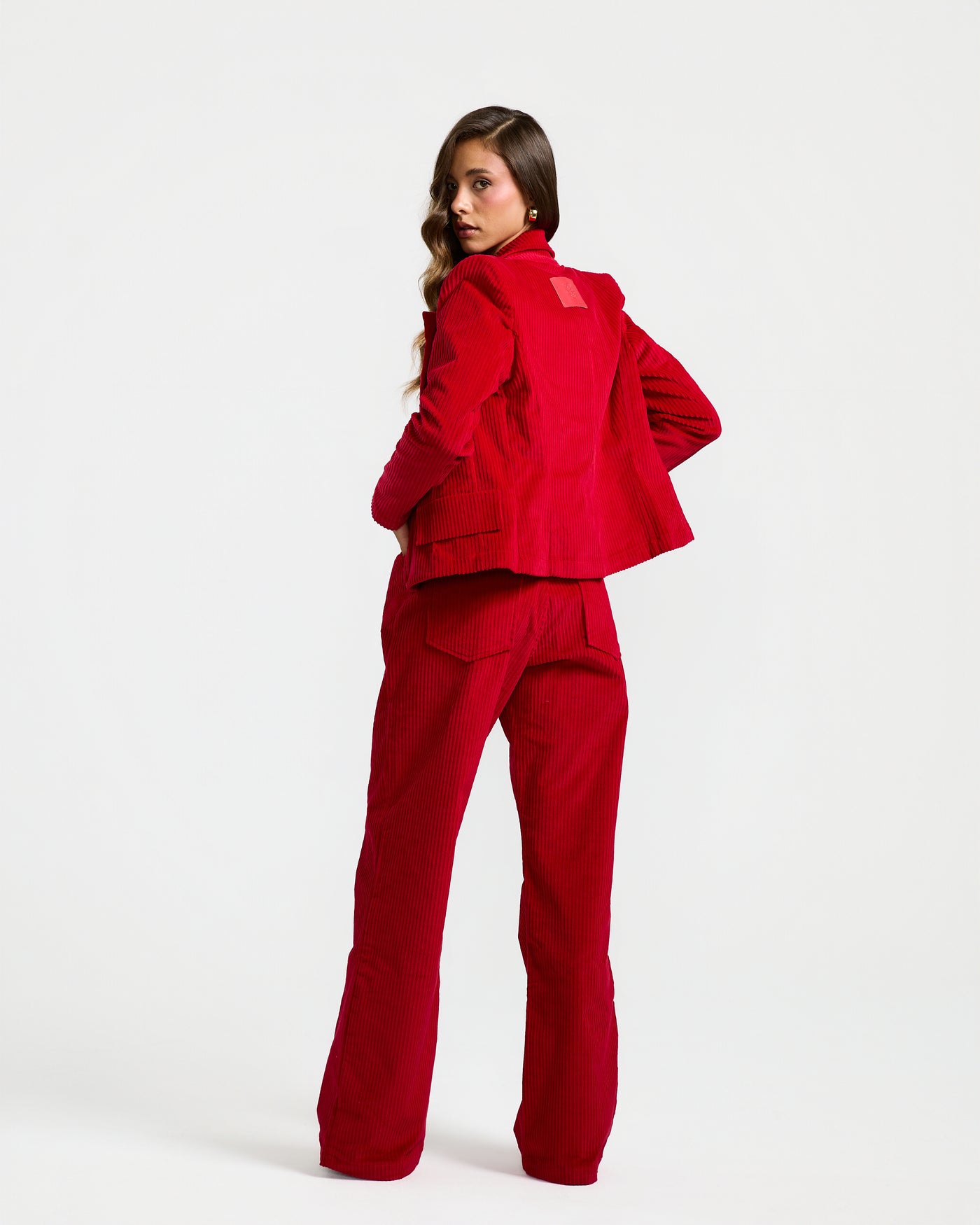 Red Corduroy Short Blazer