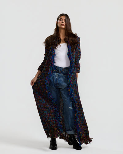 Unfinished Maxi Tweed Cardigan