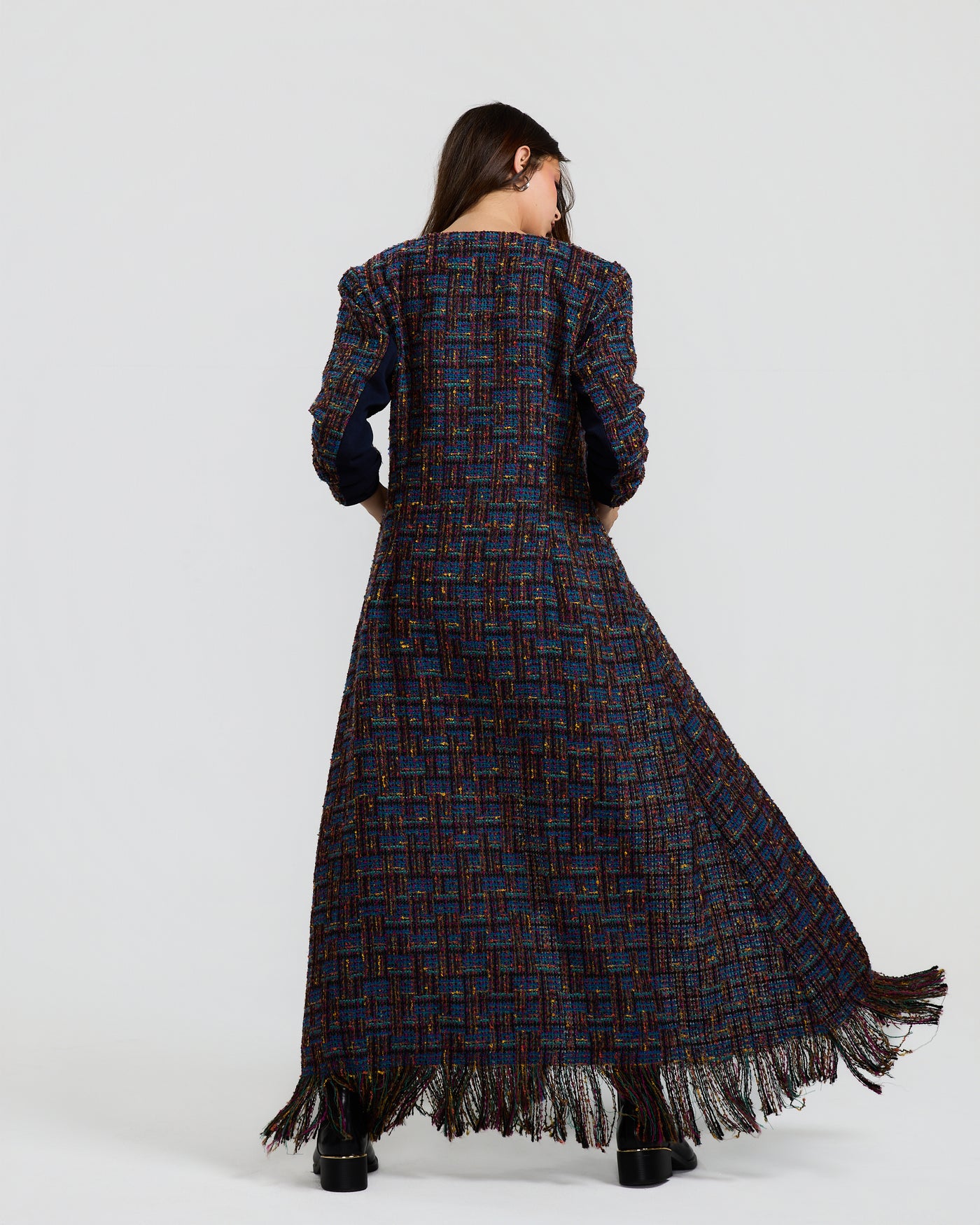 Unfinished Maxi Tweed Cardigan