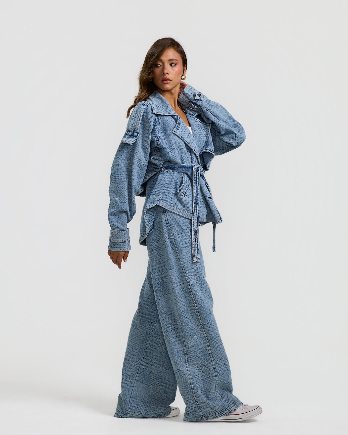 Barrel Patch Pattern Denim Pants