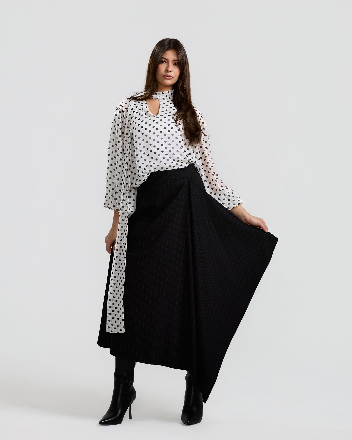 Balloon Sleeves Polka Dots White Top