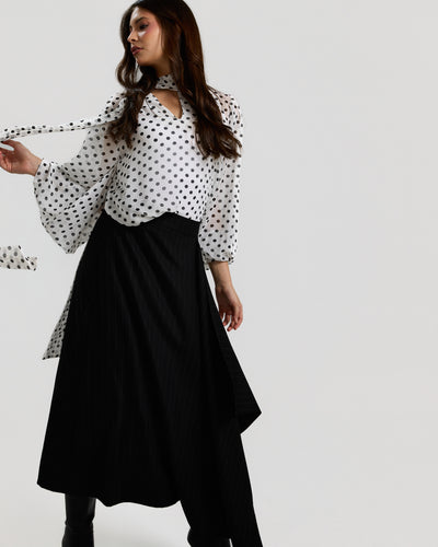 Balloon Sleeves Polka Dots White Top