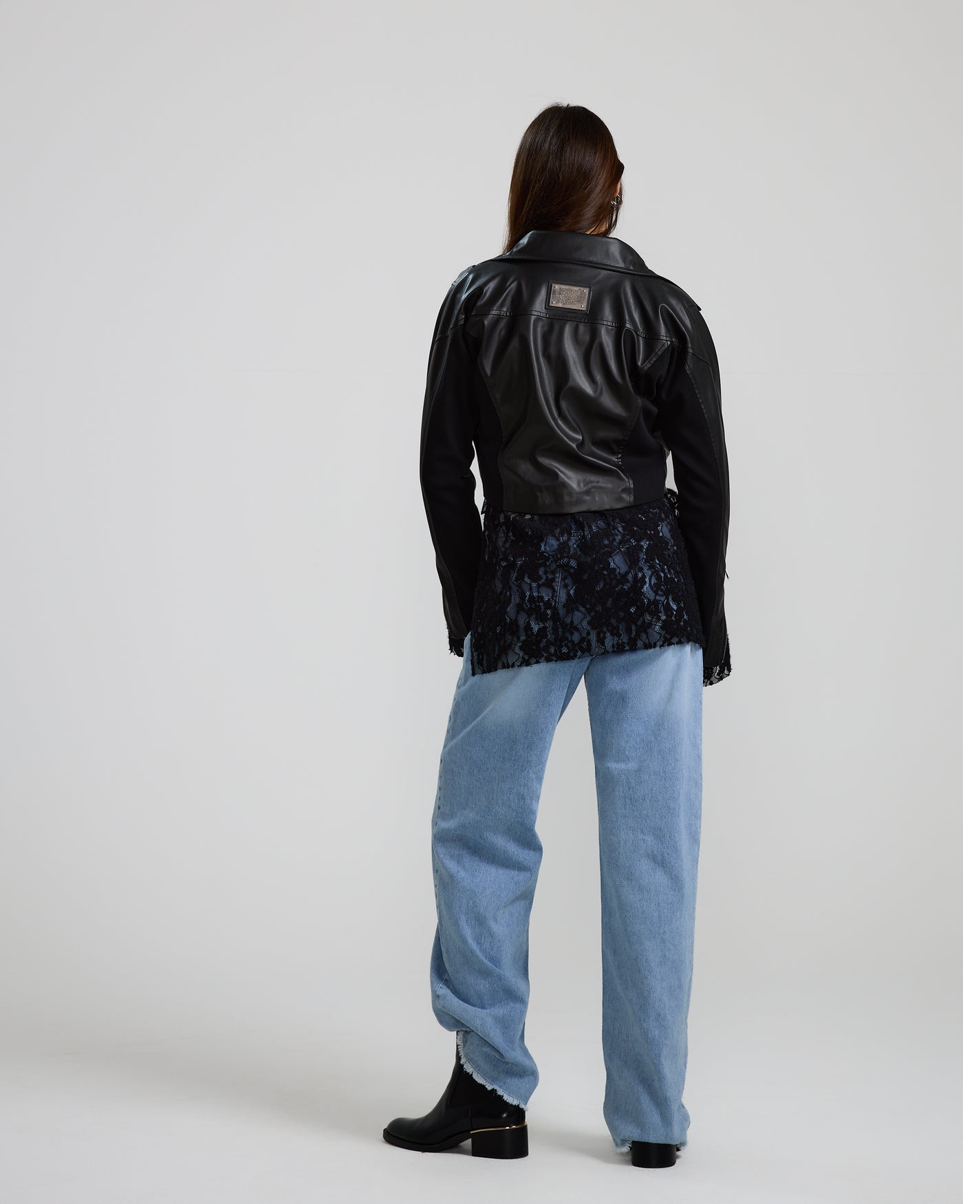 Cropped Biker Leather Jacket