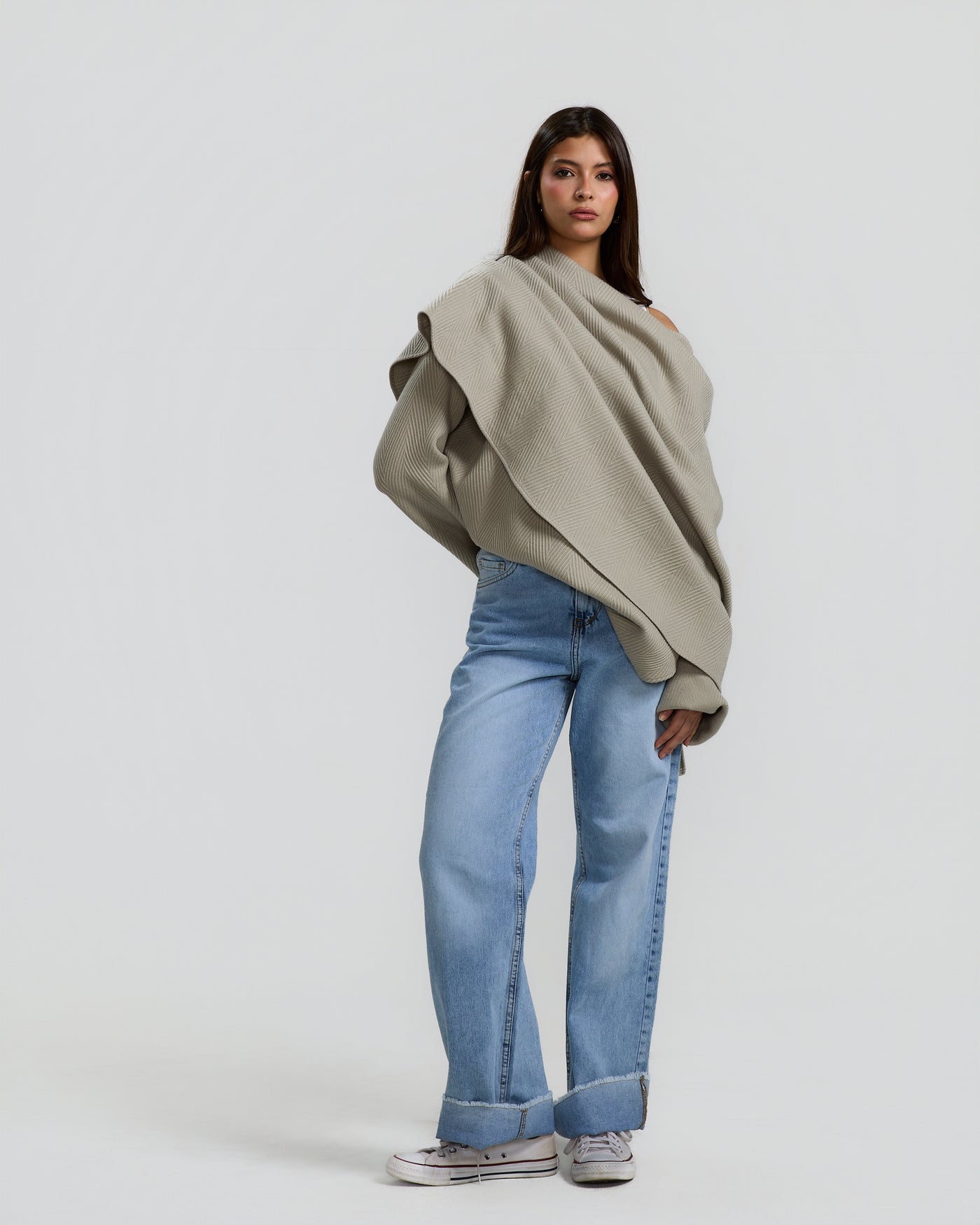 Maxi Collar Pullover in Greige