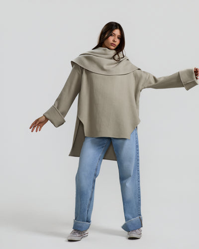 Maxi Collar Pullover in Greige