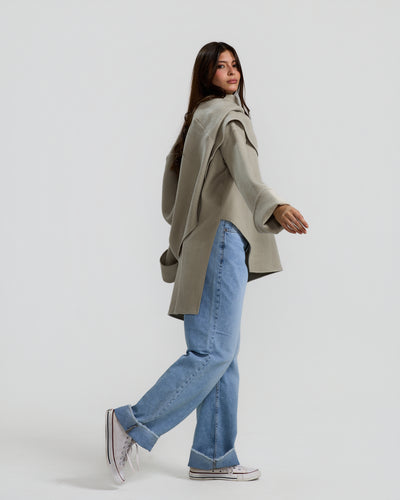 Maxi Collar Pullover in Greige