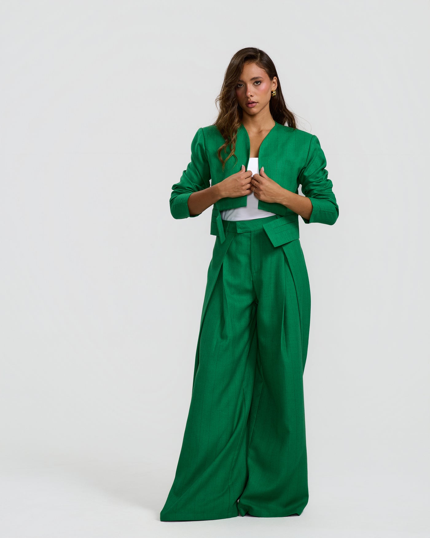 Flapped Front Wide Leg In Green