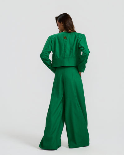 Flapped Front Wide Leg In Green