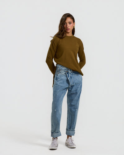 High Low Basic sweater in Olive