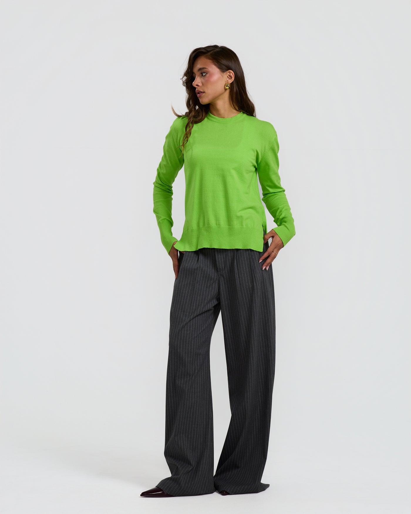High Low Basic Sweater In Neon