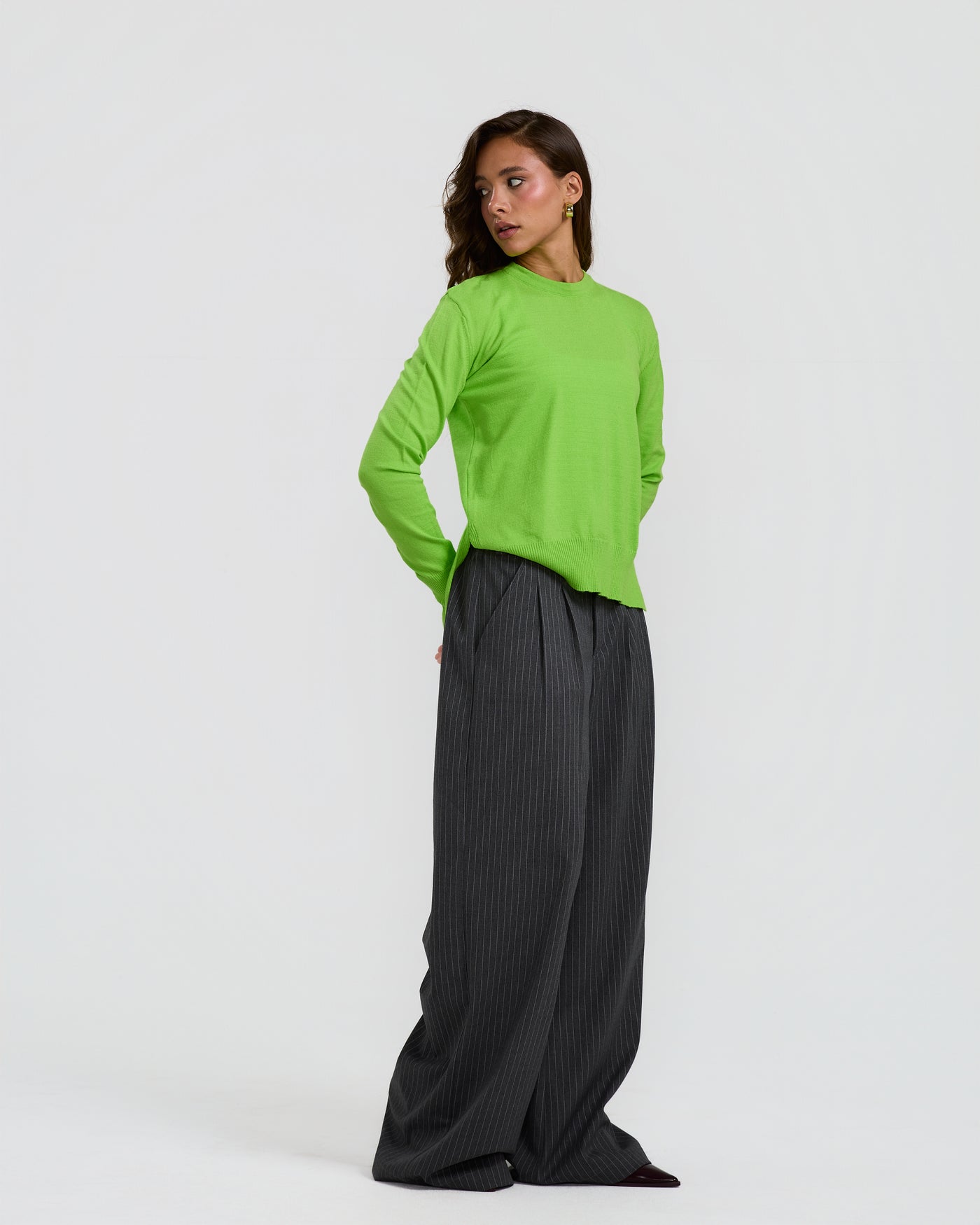 High Low Basic Sweater In Neon