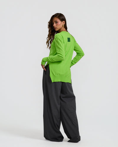 High Low Basic Sweater In Neon