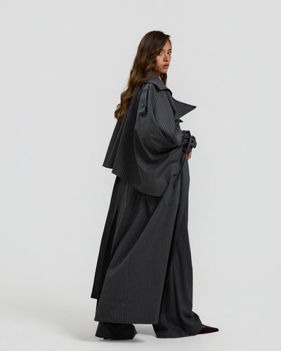 Striped Grey Trench Coat