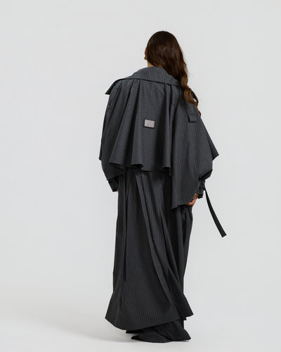 Striped Grey Trench Coat