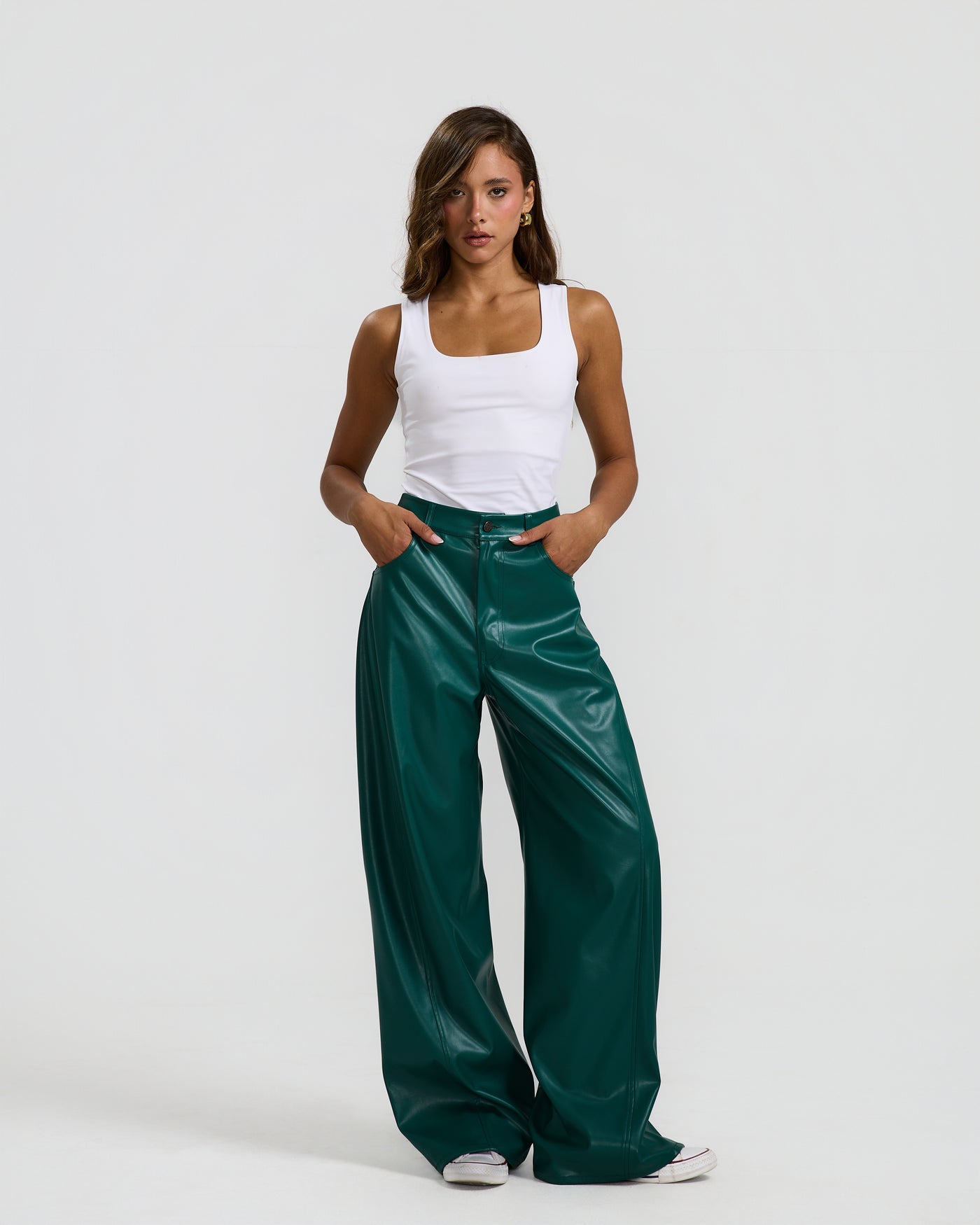 Barrel Green Leather Pants