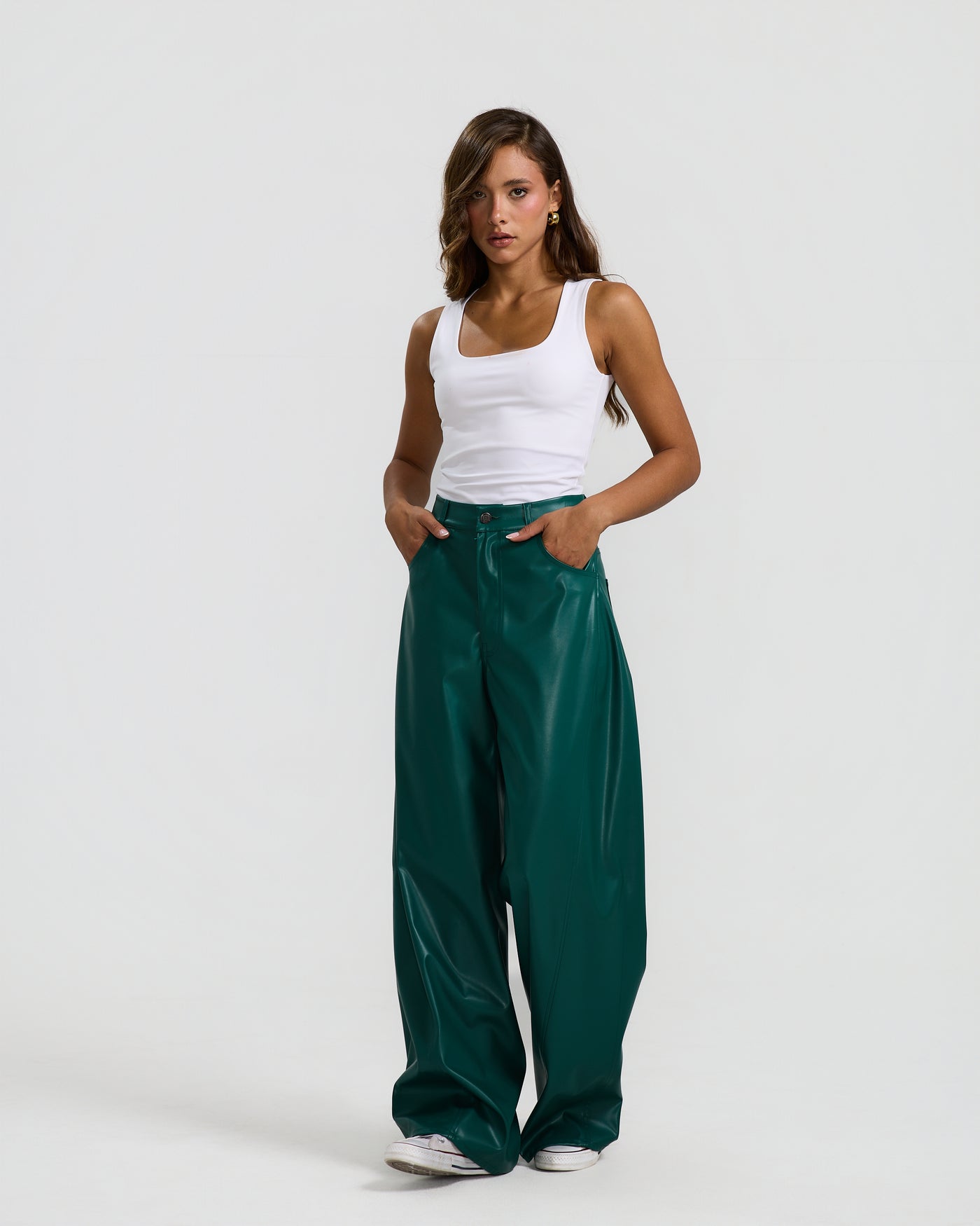 Barrel Green Leather Pants
