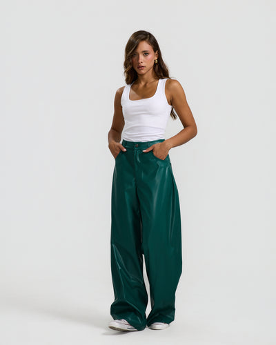Barrel Green Leather Pants