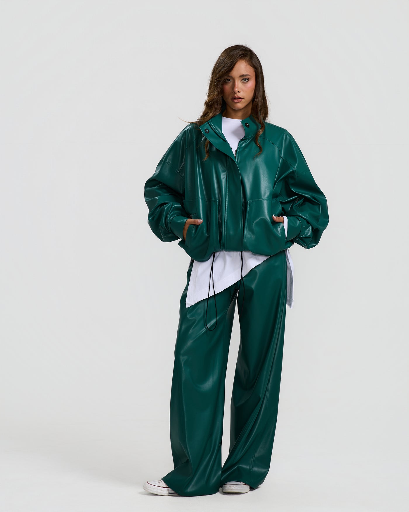 Barrel Green Leather Pants