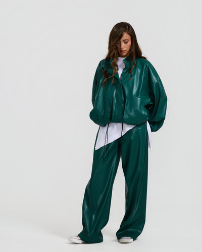 Bomber Green Leather Jacket