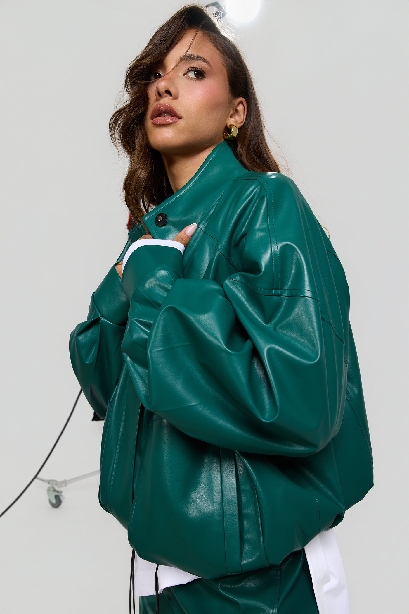 Bomber Green Leather Jacket
