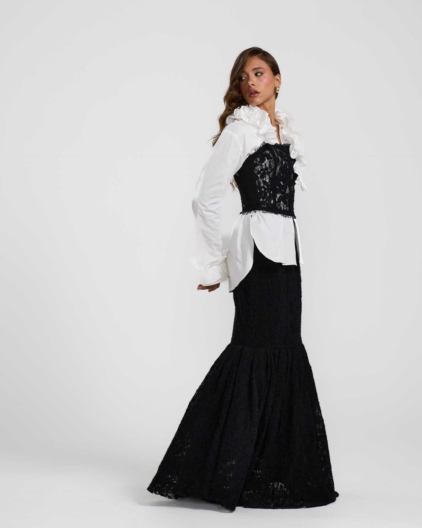 Wool Lace Corset Black