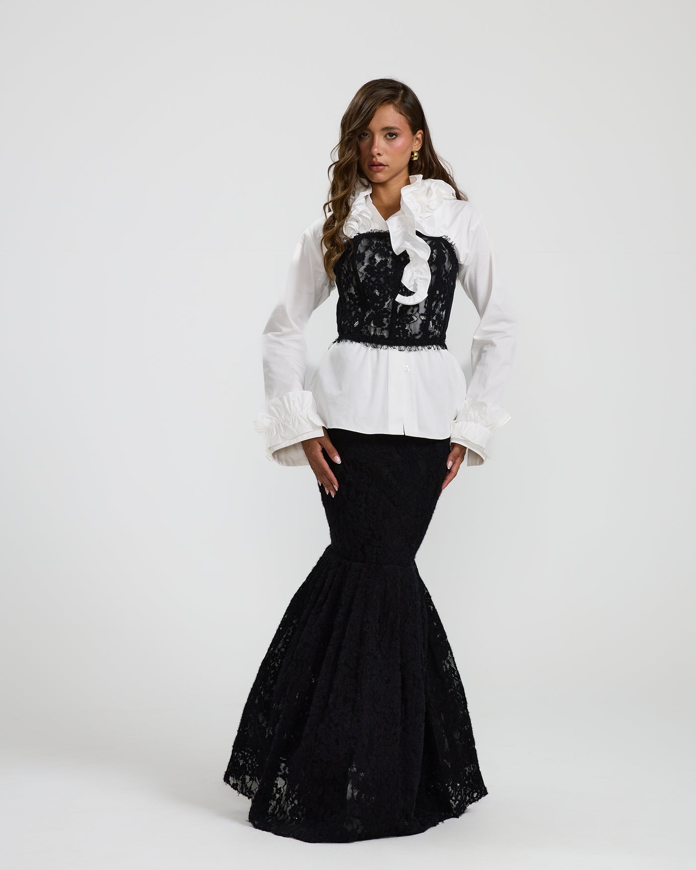 Wool Lace Corset Black