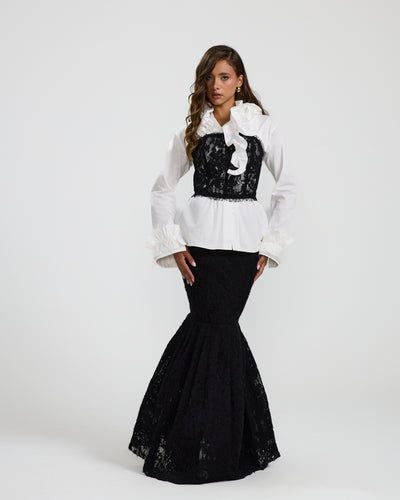 Wool Lace Corset Black